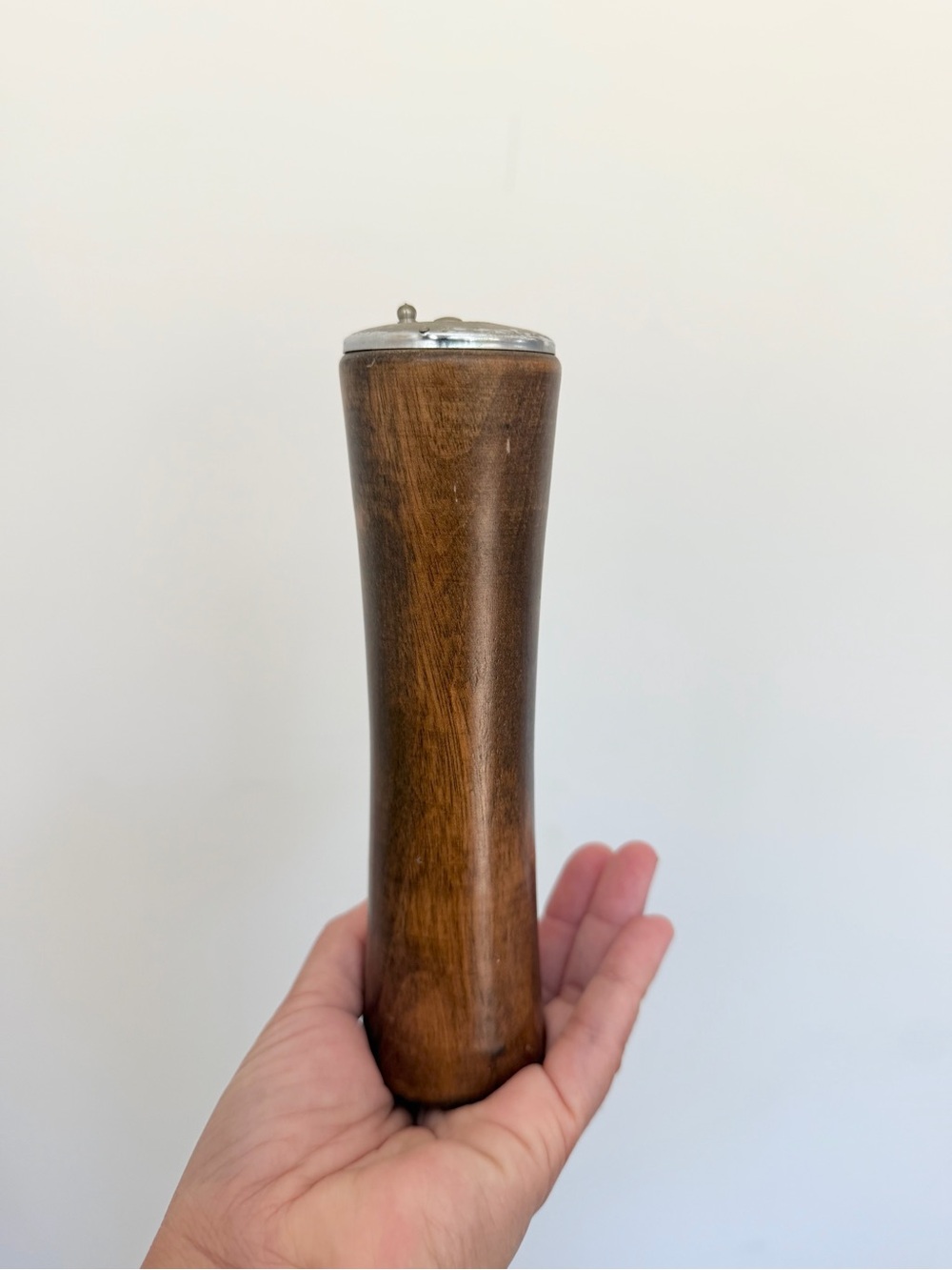 Vintage Wooden Salt Shaker from Japan 9inches Tall Silver Top Midcentury MCM